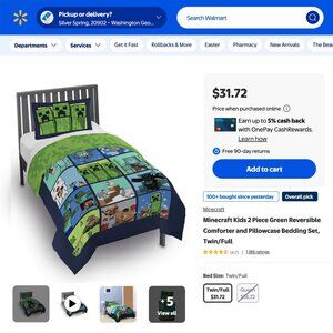 Minecraft 'Against Mobs' Reversible Comforter, Twin/Full